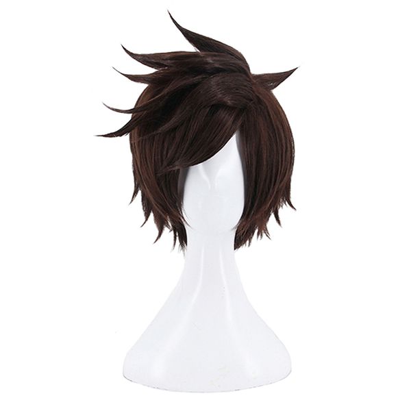 game ow tracer short brown cosplay wig heat-resistant synthetic hair halloween party stage costume play hairpiece, Black
game ow tracer short brown cosplay wig heat-resistant synthetic hair halloween party stage costume play hairpiece, Black