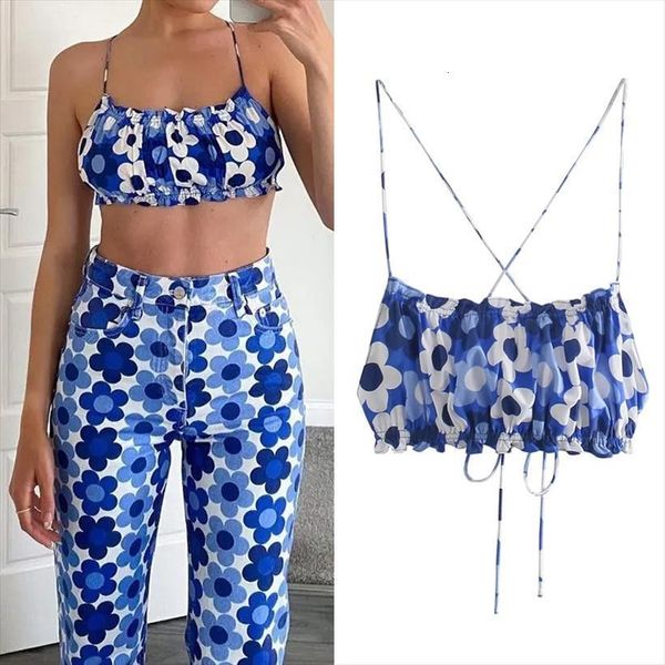 Za Floral Top Blue Crop Womens Camis Fashion Strappy Backless Tops Ruched Y2k Sleeveless Sexy Summer, White
Za Floral Top Blue Crop Womens Camis Fashion Strappy Backless Tops Ruched Y2k Sleeveless Sexy Summer, White