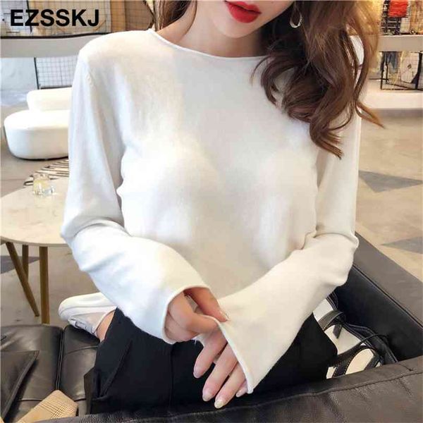 basic spring autumn loose sweater pullover casual o-neck long sleeve knit thin female jumpers solid sweater 210922, White;black
basic spring autumn loose sweater pullover casual o-neck long sleeve knit thin female jumpers solid sweater 210922, White;black