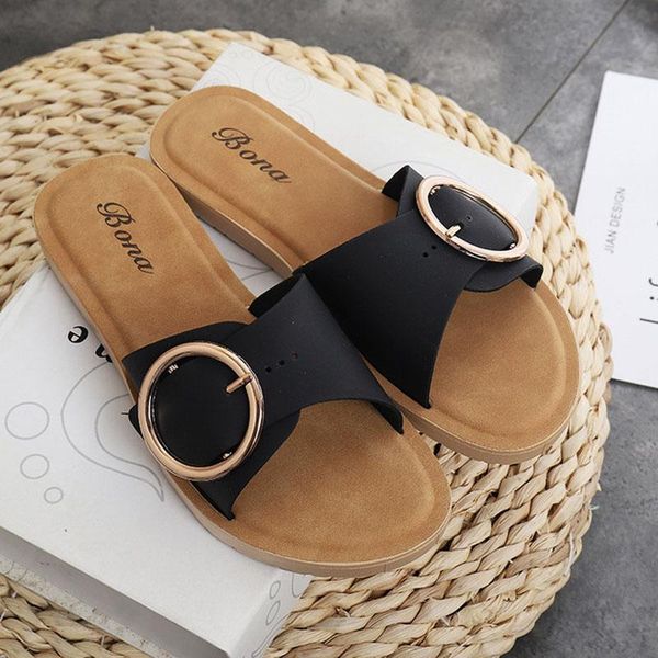 fashion round buckle sandals summer women trend outdoor slippers comfort non-slip slides female home shoes, Black
fashion round buckle sandals summer women trend outdoor slippers comfort non-slip slides female home shoes, Black