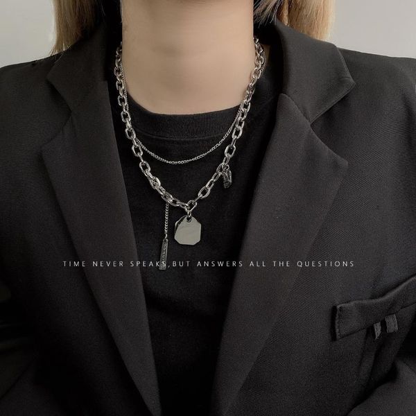 pendant necklaces personalised titanium steel tide necklace male and female hip hop letter fashion short double layered stacked, Silver
pendant necklaces personalised titanium steel tide necklace male and female hip hop letter fashion short double layered stacked, Silver