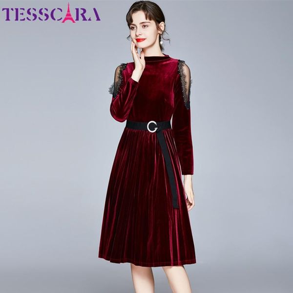 casual dresses tesscara women winter elegant velvet dress festa long vintage party robe femme mesh designer wine pleated vestid, Black;gray
casual dresses tesscara women winter elegant velvet dress festa long vintage party robe femme mesh designer wine pleated vestid, Black;gray