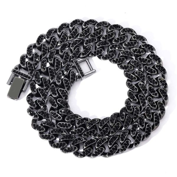 13mm black diamond cuban chain men's alloy iced out full rhinstone hip hop bling chains, Silver
13mm black diamond cuban chain men's alloy iced out full rhinstone hip hop bling chains, Silver