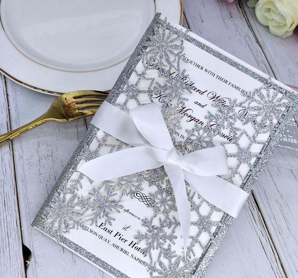 2021 snowflake laser cut wedding invitations with ribbon glittery invitation cards for bridal brunch quinceanera birthday party invites, Black
2021 snowflake laser cut wedding invitations with ribbon glittery invitation cards for bridal brunch quinceanera birthday party invites, Black