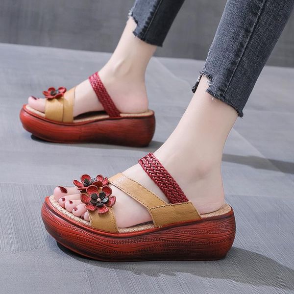 sandals thick-soled wedge female summer 2021 soft leather retro flower open-toed one-word slippers, Black
sandals thick-soled wedge female summer 2021 soft leather retro flower open-toed one-word slippers, Black