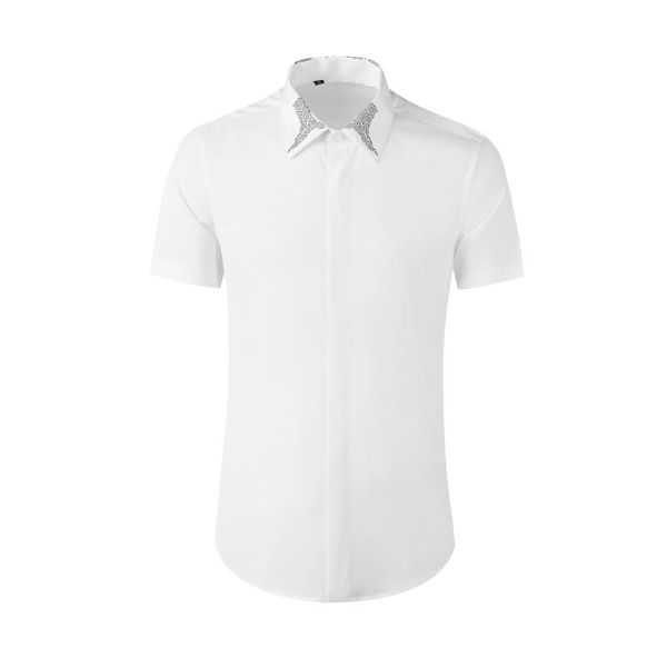 men's casual shirts cotton male luxury short sleeve simple embroidery mens dress fashion slim fit party man shrits 4xl, White;black
men's casual shirts cotton male luxury short sleeve simple embroidery mens dress fashion slim fit party man shrits 4xl, White;black