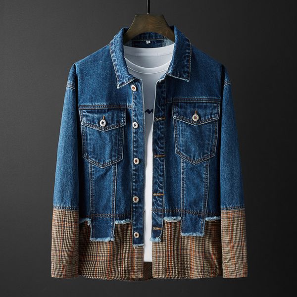 fashion jacket men's four seasons loose trend denim plaid splicing coat, Black;brown
fashion jacket men's four seasons loose trend denim plaid splicing coat, Black;brown