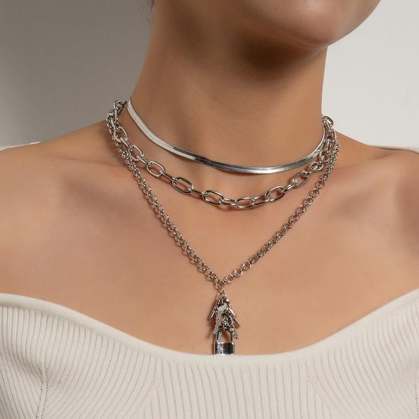 pendant necklaces punk exaggerated thick chains key lock necklace for women multilayer vintage geometric colar jewelry gift, Silver
pendant necklaces punk exaggerated thick chains key lock necklace for women multilayer vintage geometric colar jewelry gift, Silver