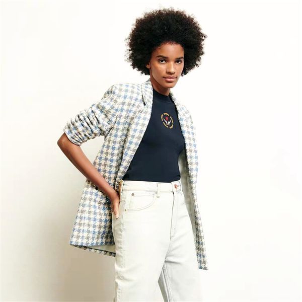 exquisite high-end suit fadan s 2021 fresh plaid tweed small fragrance thousand bird lattice slim fit one button women's coat, White;black
exquisite high-end suit fadan s 2021 fresh plaid tweed small fragrance thousand bird lattice slim fit one button women's coat, White;black