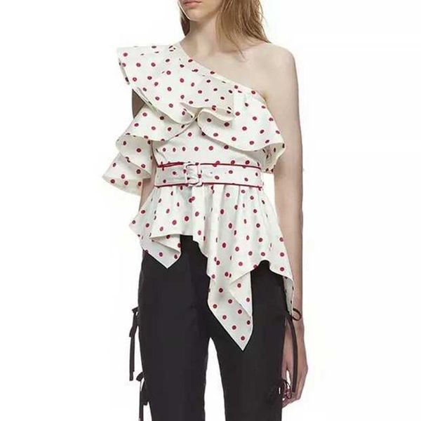 women's blouses & shirts oxant dot irregular shirt for women off shoulder ruffles tunic high waist long blouse summer fashion vintage 2, White
women's blouses & shirts oxant dot irregular shirt for women off shoulder ruffles tunic high waist long blouse summer fashion vintage 2, White