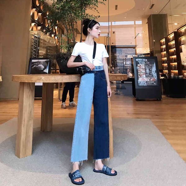jeans make fake two collision color sew female jeans fall outfit flavor port straight nine stitches pants, Blue
jeans make fake two collision color sew female jeans fall outfit flavor port straight nine stitches pants, Blue