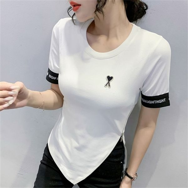 summer women short sleeve zipper split fork t shirt fashion ops casual slim woman shirts korean woman tshirts 210507, White
summer women short sleeve zipper split fork t shirt fashion ops casual slim woman shirts korean woman tshirts 210507, White