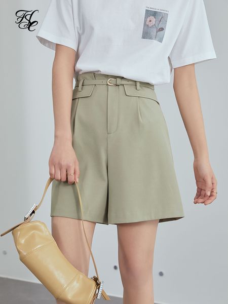 fsle high waist summer casaul shorts women belt pleated wide leg black shorts office lady elegant green short pants female, White;black
fsle high waist summer casaul shorts women belt pleated wide leg black shorts office lady elegant green short pants female, White;black