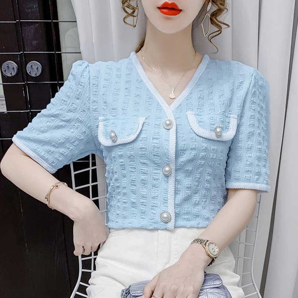 xiaoxiangfeng v-neck loose sweet shirt women summer design sense niche short-sleeved chic 210706, White
xiaoxiangfeng v-neck loose sweet shirt women summer design sense niche short-sleeved chic 210706, White