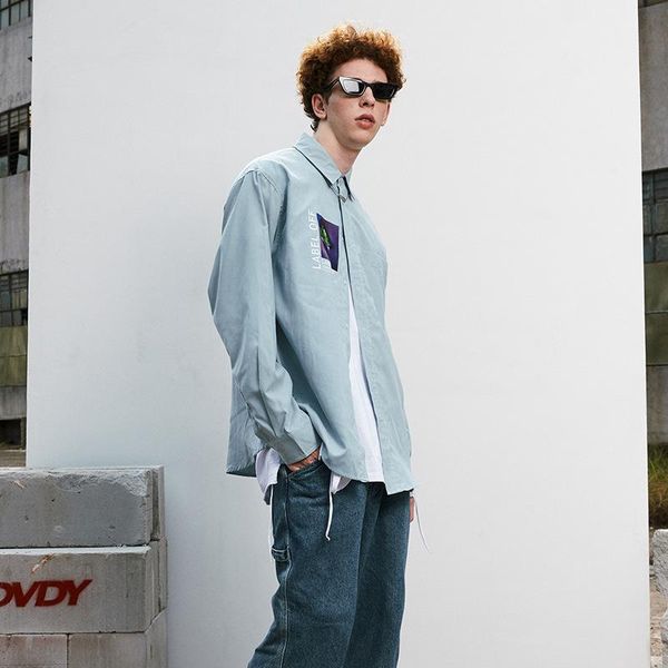 men's casual shirts men/women fall winter spring loose long sleeve shirt hiphop high street bf style ins blue print, White;black
men's casual shirts men/women fall winter spring loose long sleeve shirt hiphop high street bf style ins blue print, White;black