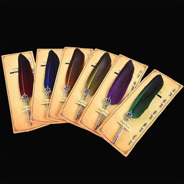 fountain pens 1set creative feather dip pen quill oblique writing ink 5 nibs calligraphy kawaii stationery school supplies
fountain pens 1set creative feather dip pen quill oblique writing ink 5 nibs calligraphy kawaii stationery school supplies