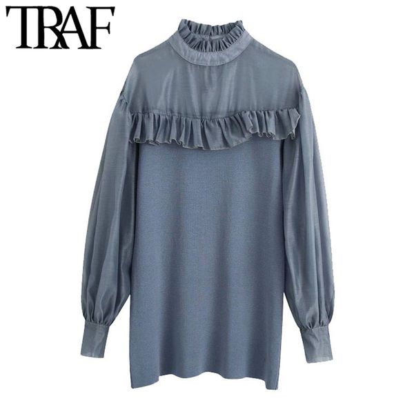 traf women fashion with organza ruffled knitted mini dress vintage high neck long sleeve female dresses mujer 210415, Black;gray
traf women fashion with organza ruffled knitted mini dress vintage high neck long sleeve female dresses mujer 210415, Black;gray