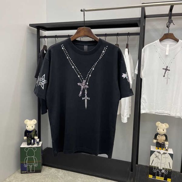 fashion outlet 21ss chrome fengchao brand ch cro cross necklace drill round neck loose short sleeve versatile casual t-shirt for men and wom, White;black
fashion outlet 21ss chrome fengchao brand ch cro cross necklace drill round neck loose short sleeve versatile casual t-shirt for men and wom, White;black