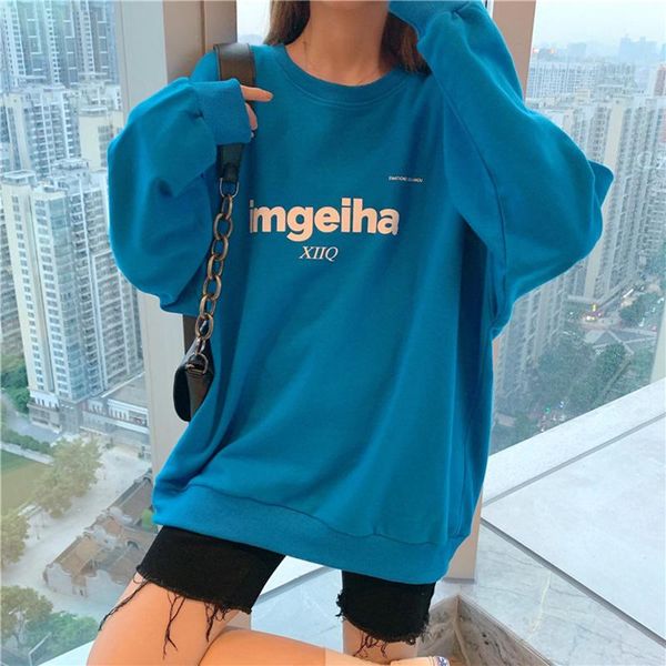 women's hoodies & sweatshirts 2021 korean version loose simple casual hip-hop print blue long-sleeved pullover sweatshirt trend, Black
women's hoodies & sweatshirts 2021 korean version loose simple casual hip-hop print blue long-sleeved pullover sweatshirt trend, Black