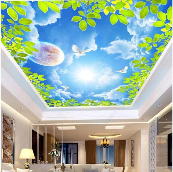 wallpapers custom po 3d wallpaper ceiling mural blue sky white clouds sunshine leaves pigeon wall murals in the living room
wallpapers custom po 3d wallpaper ceiling mural blue sky white clouds sunshine leaves pigeon wall murals in the living room
