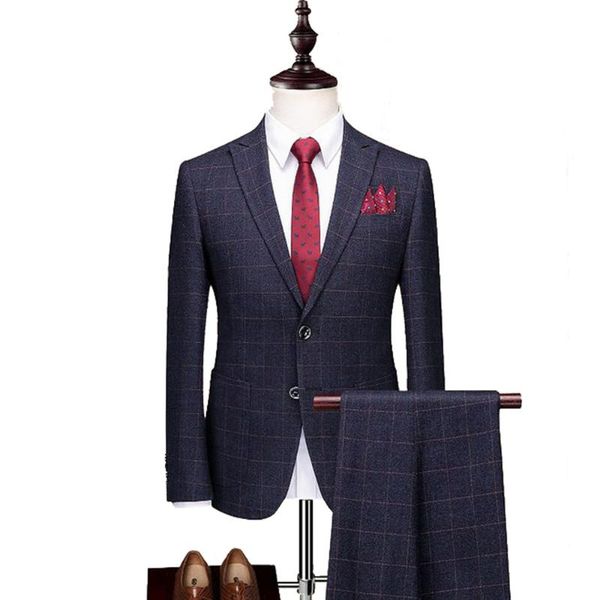 men's suits & blazers 2021 blue plaid suit 2 pieces tuxedos blazer formal groomsmen for wedding (blazer+pants), White;black
men's suits & blazers 2021 blue plaid suit 2 pieces tuxedos blazer formal groomsmen for wedding (blazer+pants), White;black