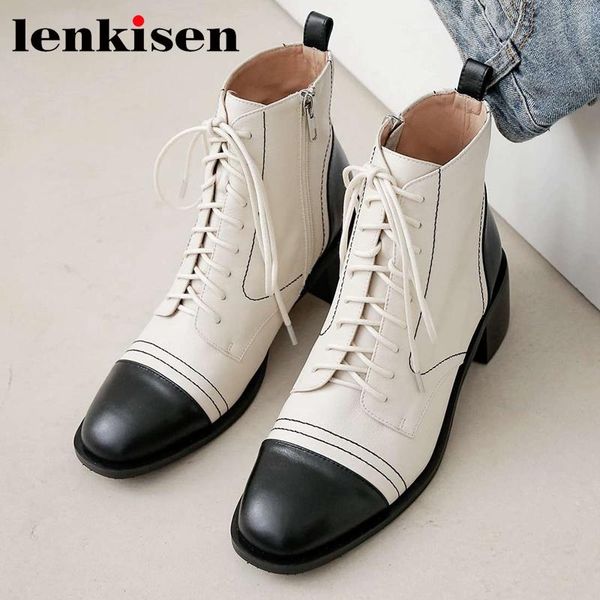 boots lenkisen winter shoes women genuine leather mixed colors square toe high heels cross-tied young lady keep warm ankle l29, Black
boots lenkisen winter shoes women genuine leather mixed colors square toe high heels cross-tied young lady keep warm ankle l29, Black