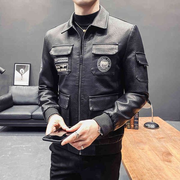 men's fur & faux mens motorcycle jacket autumn men leather jackets casual embroidery biker zipper coat turn down collar streetwear clot, Black
men's fur & faux mens motorcycle jacket autumn men leather jackets casual embroidery biker zipper coat turn down collar streetwear clot, Black