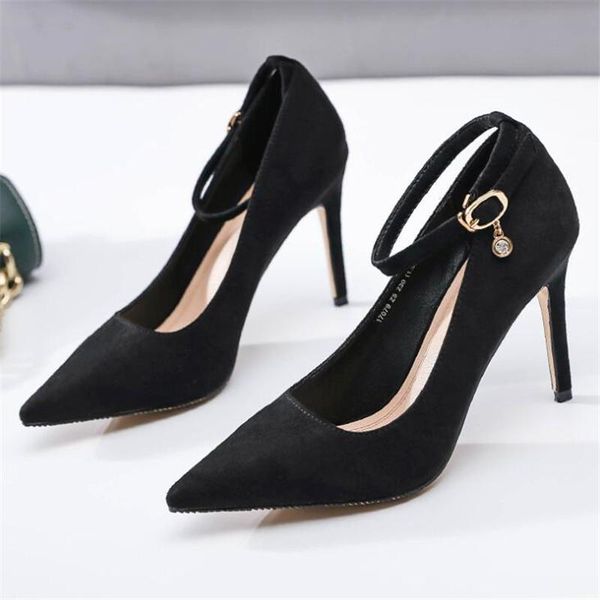 dress shoes pumps women buckle strap flock slip-on shallow wedding party pointed toe 9cm thin high heels pump chaussures femme, Black
dress shoes pumps women buckle strap flock slip-on shallow wedding party pointed toe 9cm thin high heels pump chaussures femme, Black