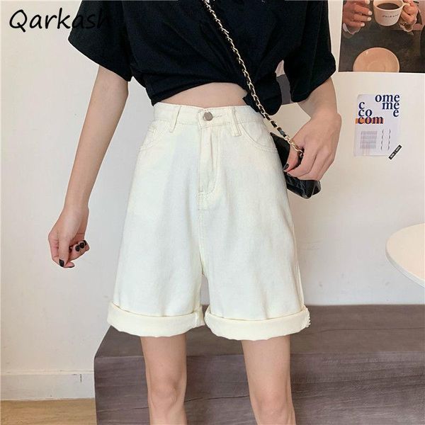 women's shorts women knee high waist denim solid color korean style students street cool all-match simple basic summer retro ins, White;black
women's shorts women knee high waist denim solid color korean style students street cool all-match simple basic summer retro ins, White;black