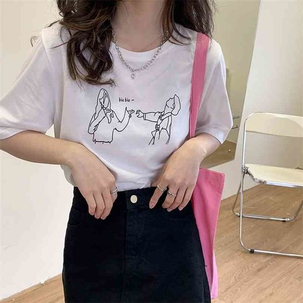 short sleeves brief minimalist slim femme printed summer tee loose all match basic girls fashion t-shirts 210525, Black;brown
short sleeves brief minimalist slim femme printed summer tee loose all match basic girls fashion t-shirts 210525, Black;brown