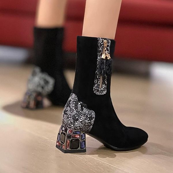 boots handmade ladies shoes winter women 2021 suede leather tassel high heels side zipper calf black booties size 42
boots handmade ladies shoes winter women 2021 suede leather tassel high heels side zipper calf black booties size 42
