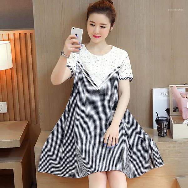 0395# maternity clothes summer o neck plaid patchwork short sleeves easy matching loose stylish dress pregnant women mom dresses1, White
0395# maternity clothes summer o neck plaid patchwork short sleeves easy matching loose stylish dress pregnant women mom dresses1, White