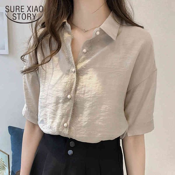 summer short sleeve chiffon shirt plus size women solid cardigan ladies blouse blusas mujer de moda 8674 50 210415, White
summer short sleeve chiffon shirt plus size women solid cardigan ladies blouse blusas mujer de moda 8674 50 210415, White