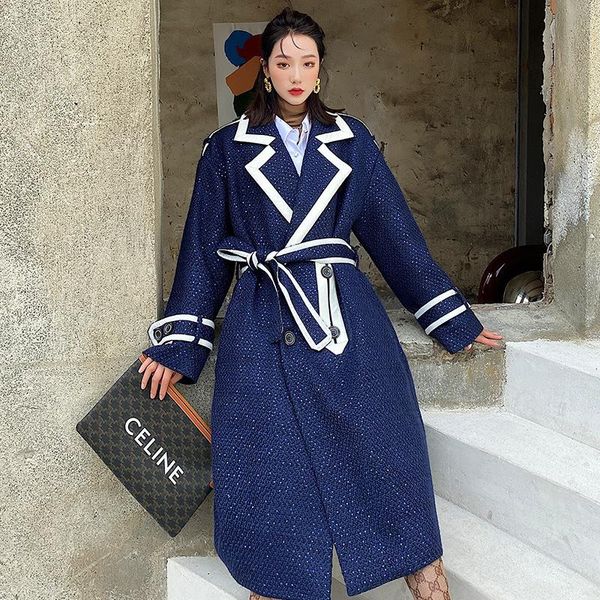 women's wool & blends hepburn style, loose temperament, large fashion woolen coat, 2021 designer's lace up waist slim coat, Black
women's wool & blends hepburn style, loose temperament, large fashion woolen coat, 2021 designer's lace up waist slim coat, Black