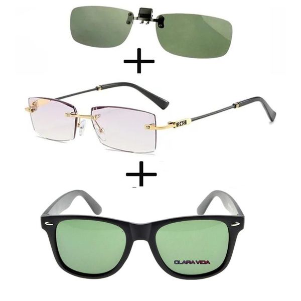 sunglasses 3pcs rimless frameless luxury reading glasses for men women + polarized squared ultralight clip, White;black
sunglasses 3pcs rimless frameless luxury reading glasses for men women + polarized squared ultralight clip, White;black