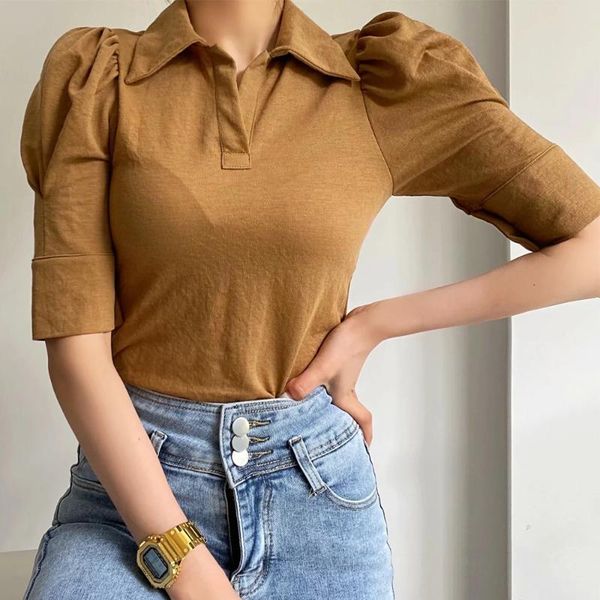 summer women black white versatile t shirt mujer fashion short sleeve slim casual puff blusas lapel tees female women's t-shirt
summer women black white versatile t shirt mujer fashion short sleeve slim casual puff blusas lapel tees female women's t-shirt