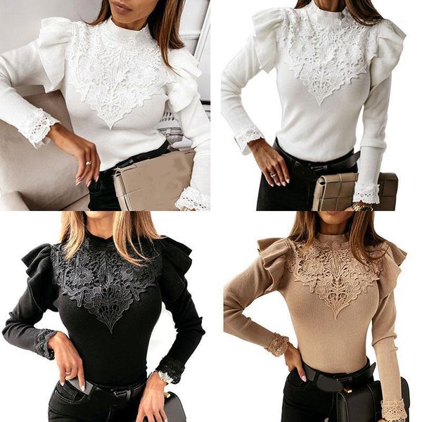 women's t-shirt women multicolor t-shirts fashion pullovers lace slim fit floral tees ruffle casual long sleeves, White
women's t-shirt women multicolor t-shirts fashion pullovers lace slim fit floral tees ruffle casual long sleeves, White
