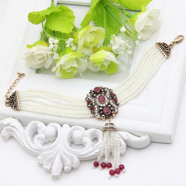 fashion morocco bracelets antique floral beaded retro gold color tassels charm jewelry festival gift link, chain, Black 
fashion morocco bracelets antique floral beaded retro gold color tassels charm jewelry festival gift link, chain, Black