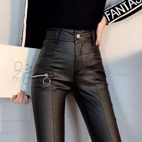 women's pants & capris 2021 women faux leather female skinny trousers leggings high waist ladies casual slim elegant streetwear h548, Black;white
women's pants & capris 2021 women faux leather female skinny trousers leggings high waist ladies casual slim elegant streetwear h548, Black;white