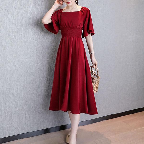 casual dresses elegant solid flar sleeve summer dress plus size women slash neck chiffon a line 2021 office lady women's wear, Black;gray
casual dresses elegant solid flar sleeve summer dress plus size women slash neck chiffon a line 2021 office lady women's wear, Black;gray