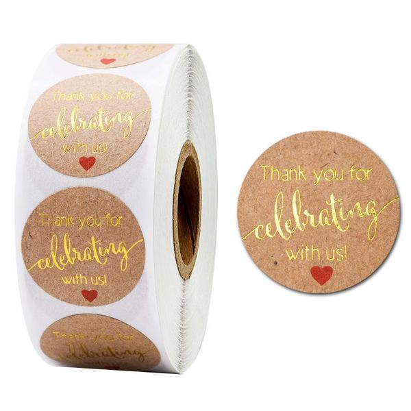 500pcs round gold foil 'thank you for celebrating with us' stickers seal labels envelope gift wrapping tag sashes
500pcs round gold foil 'thank you for celebrating with us' stickers seal labels envelope gift wrapping tag sashes