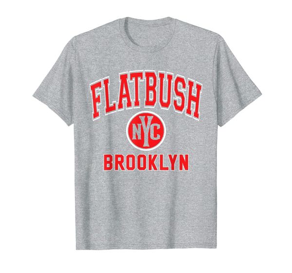 Flatbush Varsity Style NYC Red Print T-Shirt, Mainly pictures