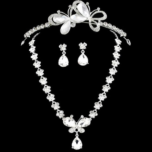 korean butterfly hairband necklace earring jewelry three piece bridal set, Black
korean butterfly hairband necklace earring jewelry three piece bridal set, Black