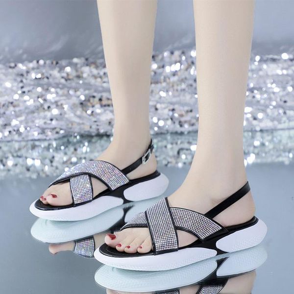 sandals women's bling rhinestone female flat glitter ankle buckle strap pu soft ladies platform shoes casual summer 2021, Black
sandals women's bling rhinestone female flat glitter ankle buckle strap pu soft ladies platform shoes casual summer 2021, Black