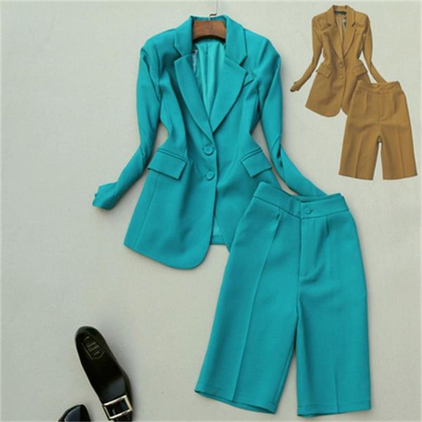 women's tracksuits fashion suit two-piece set female spring fall high-quality casual business coat + five points pants women, Gray
women's tracksuits fashion suit two-piece set female spring fall high-quality casual business coat + five points pants women, Gray