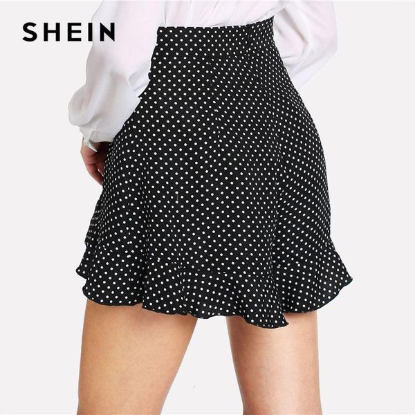 shein casual ruffle trim polka dot women summer high waist zipper fly wide leg new asymmetrical shorts, White;black
shein casual ruffle trim polka dot women summer high waist zipper fly wide leg new asymmetrical shorts, White;black