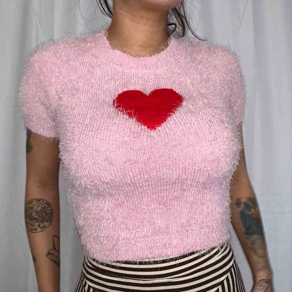 pink sweet heart print knit furry y2k femme women's t-shirts clothing summer crop harajuku short sleeve white tee shirt 210415
pink sweet heart print knit furry y2k femme women's t-shirts clothing summer crop harajuku short sleeve white tee shirt 210415
