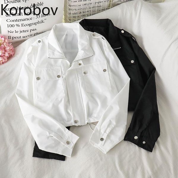korobov 2021 chic korean pockets outwear coats vintage solid crop streetwear jackets female zipper chaqueter mujer women's, Black;brown
korobov 2021 chic korean pockets outwear coats vintage solid crop streetwear jackets female zipper chaqueter mujer women's, Black;brown