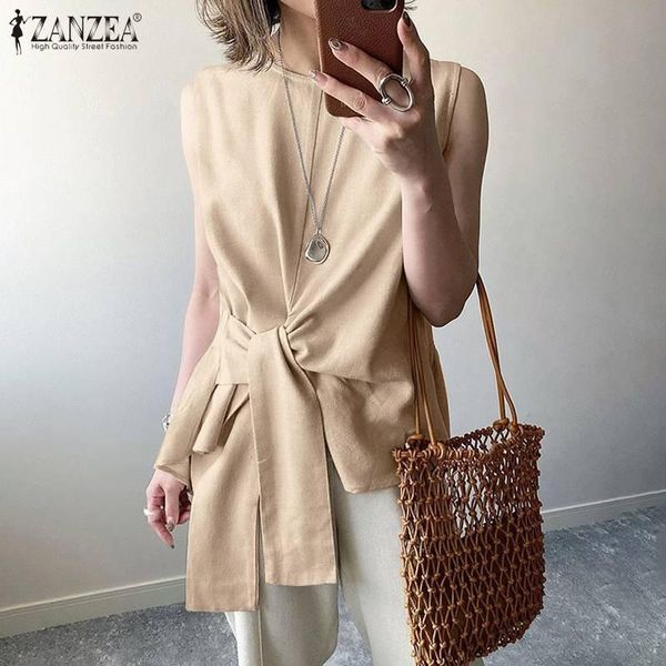 women's blouses & shirts asymmetrical zanzea 2021 fashion summer lace up tank female sleeveless blusas chemise s-, White
women's blouses & shirts asymmetrical zanzea 2021 fashion summer lace up tank female sleeveless blusas chemise s-, White