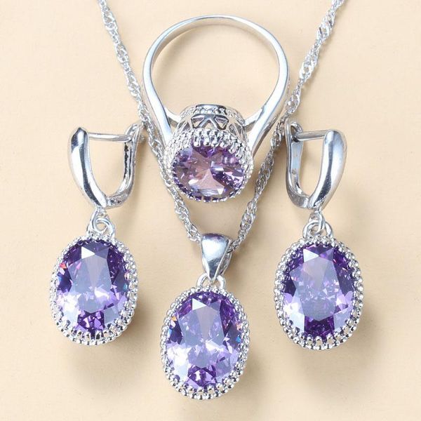 wedding jewelry sets bridal silver 925 romantic purple crystal cz three-piece dangle/earrings/necklace and ring women, Slivery;golden
wedding jewelry sets bridal silver 925 romantic purple crystal cz three-piece dangle/earrings/necklace and ring women, Slivery;golden